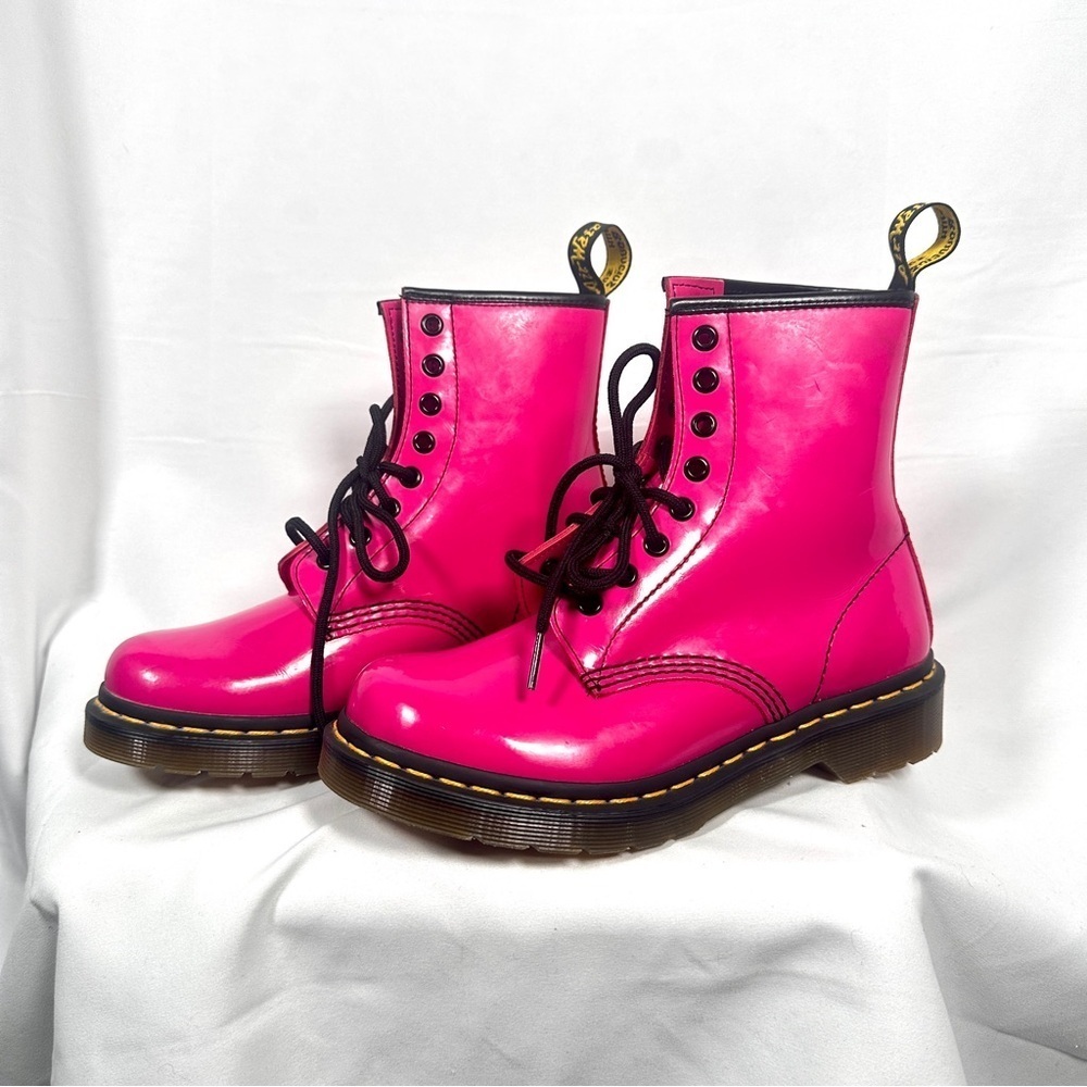 Dr. Martens 1460 Patent Lamper Combat Boots Womens 6 Pink Y2K Grunge - Picture 2 of 13